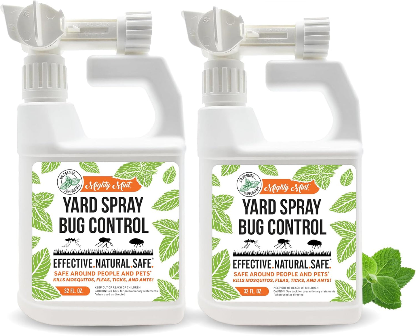 Mighty Mint Peppermint Oil Lawn & Yard Bug Control Spray – Natural Outdoor Pest Repellent for Fleas, Ticks, Mosquitoes, Ants, and More – Plant-Based, Extra-Strength Formula – 32 oz (Pack of 2)