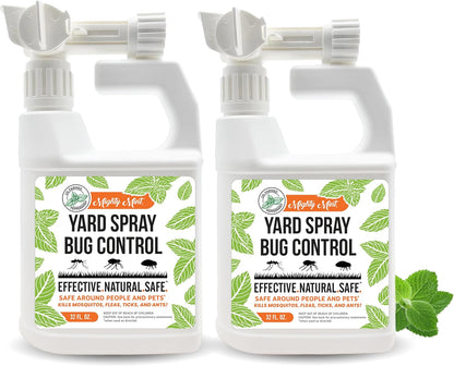 Mighty Mint Peppermint Oil Lawn & Yard Bug Control Spray – Natural Outdoor Pest Repellent for Fleas, Ticks, Mosquitoes, Ants, and More – Plant-Based, Extra-Strength Formula – 32 oz (Pack of 2)