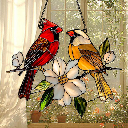 Cardinal Acrylic Suncatcher in Moonlight Window Hanging Valentines Gift Sympathy Gift for Nature Lovers