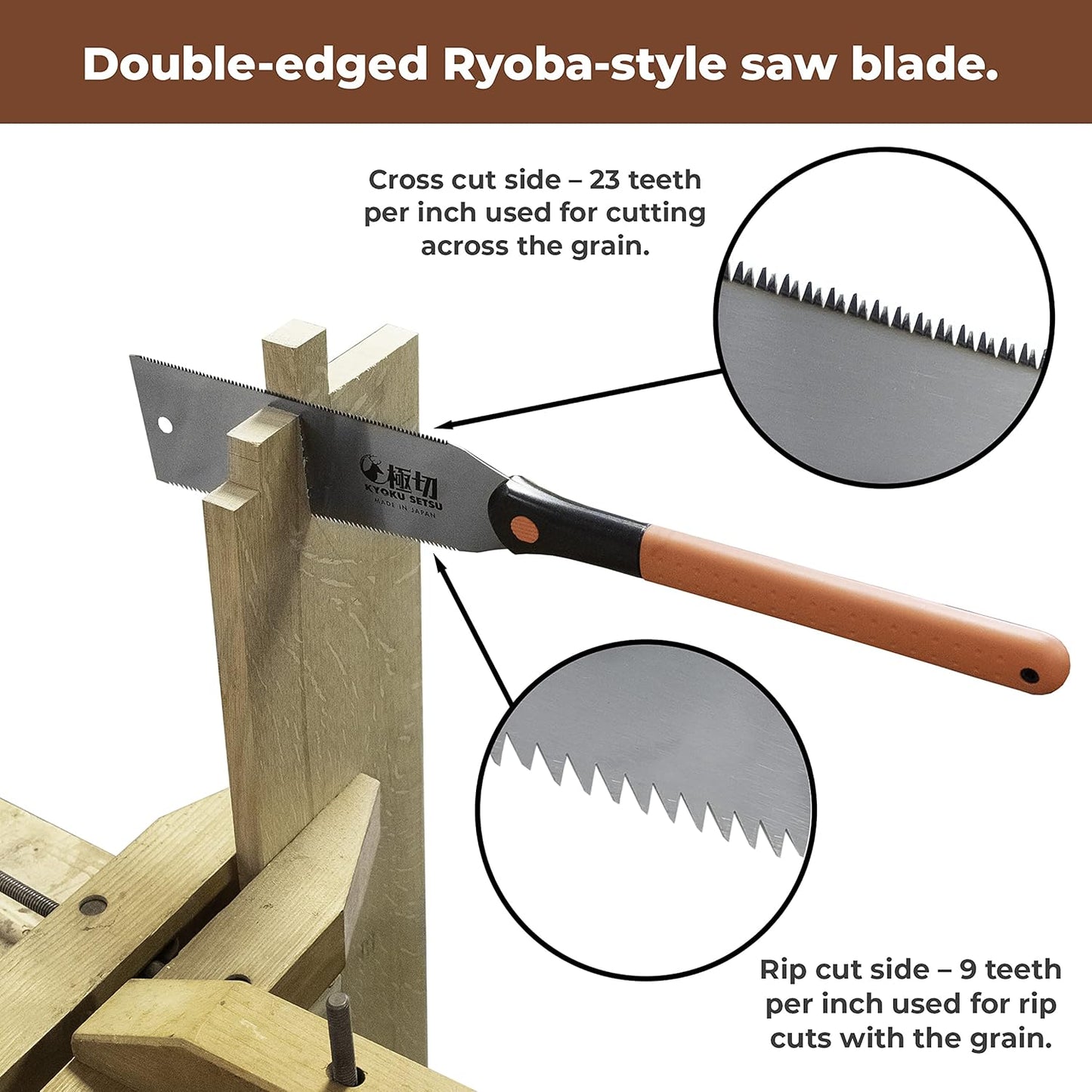 Great Neck Kyoku Setsu Japanese Ryoba Double-Edged Pull Cut Saw, Ultra Fine Saw, Detail Hand Saw, Double Edge Saw, Japanese Wood Saw