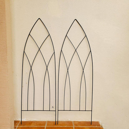 SCENDOR 45.3" H x 15" W Black Metal Garden Trellis for Climbing Plants, Black Iron Trellis for Vines Plant Rose Vegetable Support,Large Decorative Outdoor Trellis, 2 Pack