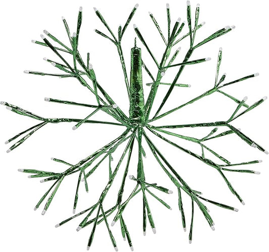 Alpine Corporation 16"H Indoor Holiday 3D Snowflake Hanging Ornament with LED Lights, Green , Christmas Decoration
