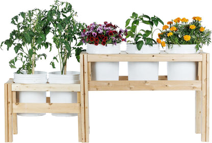 Greenes Fence Two-Tiers Five Bucket Elevated Cedar Wood Garden Frame, 69 in. x 16 in. x 30 in. - Made in USA with North American Cedar