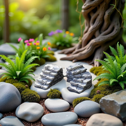 Miniature Garden Bridge Stairs,Resin Stone Steps Ornament,Landscaping Bonsai Craft Miniature Resin Stone Straight Bridge Steps Garden Fairy Ornament Flower Pot Plant Straight Stairs Outdoor Décor