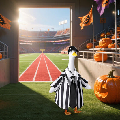 Watayo 4 Pcs/Set Referee Porch Goose Outfits, Lawn Goose Statue Referees Costume, Garden Goose Clothes Referee Shirt Hat Tie and Whistle for 23" Statue Halloween Sports Season Outdoor Patio Yard Decor
