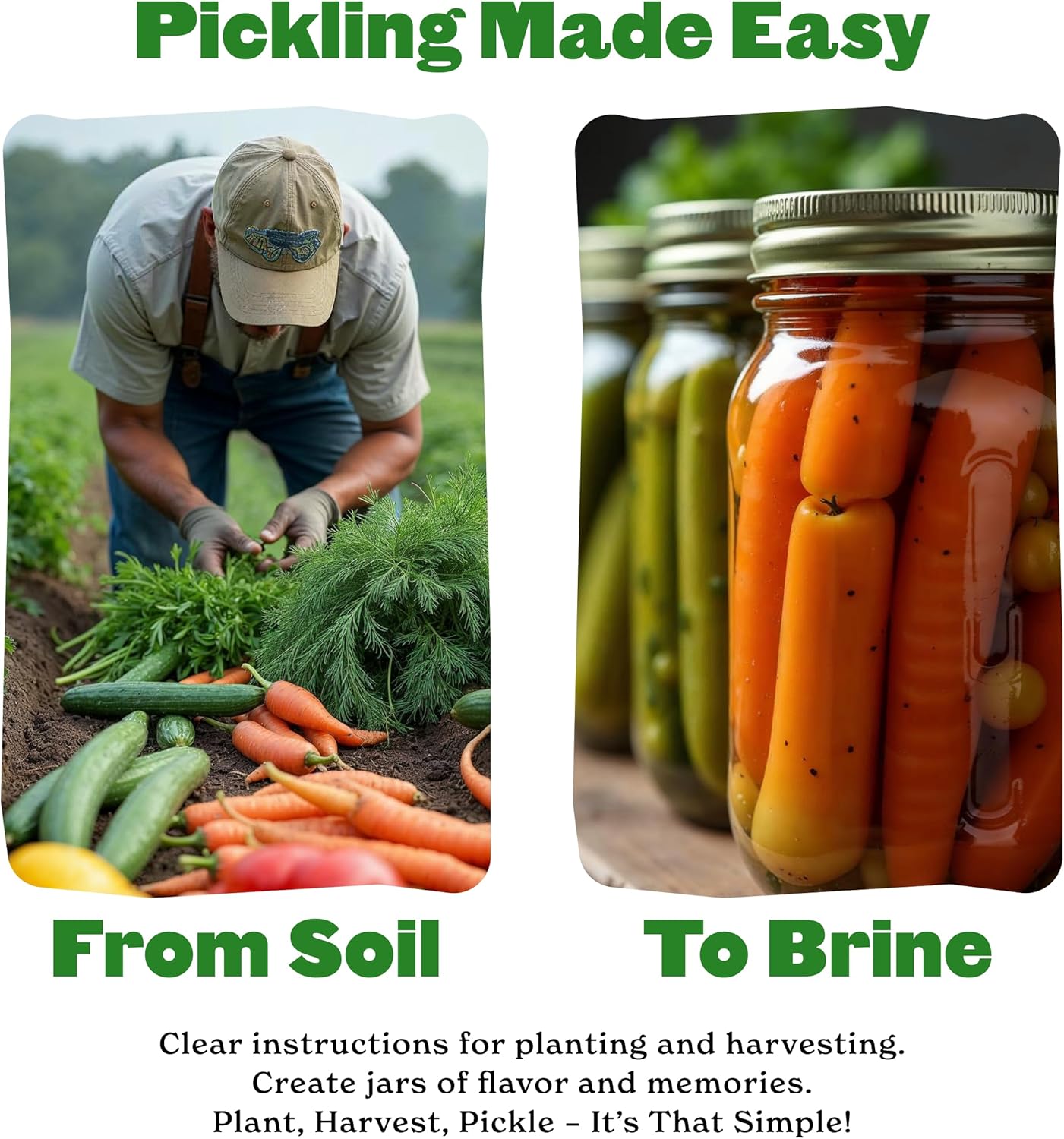 Epic Gardening Pickling Garden Seed Kit - 7 Non-GMO Varieties for Pickling, Includes Beets, Cucumbers, Dill, Jalapeños & More, Easy-to-Grow Seeds in Eco-Friendly Packaging, Perfect for Beginners