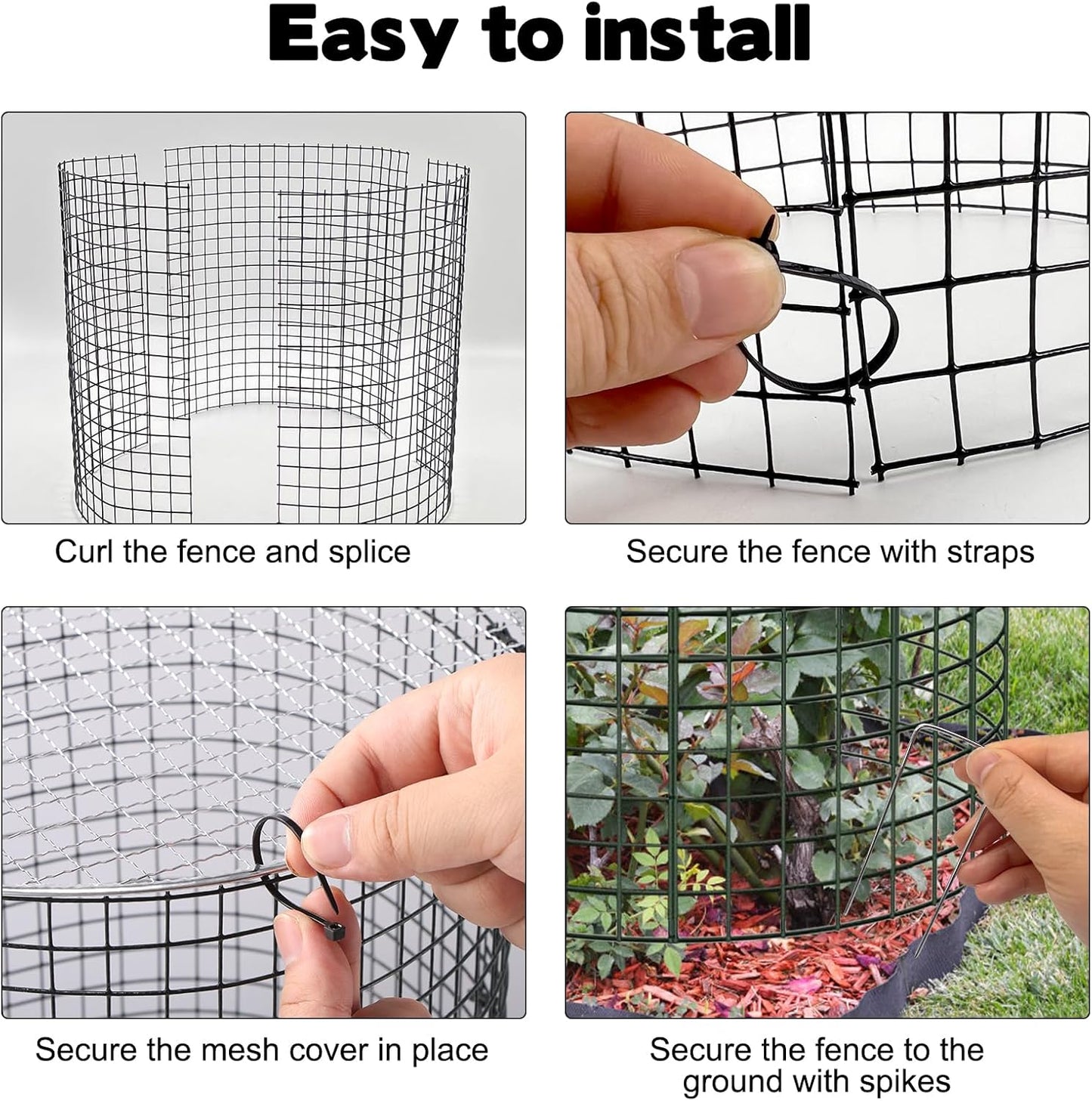 6 Sets of 18'' x 12'' Garden Plant Protectors from Animals with Detachable Covers Metal Plant Cage Chicken Wire Cloche with Ground Stakes and Nylon Tie Wire Plant Cage to Keeping Bunny Animals Out