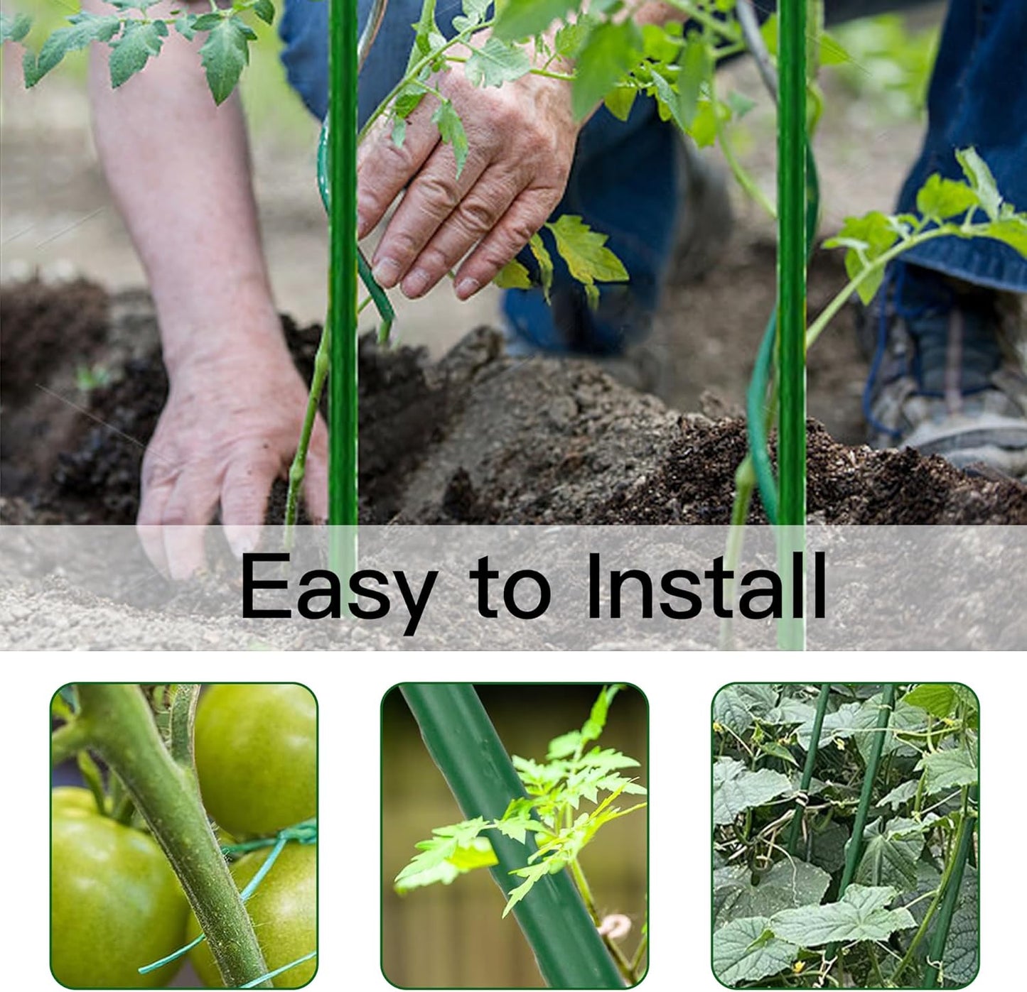 Garden Stakes 7ft, Metal Plant Stakes 7 Feet 25 Pack for Gardening and Farm, 84" Plastic Coated Plant Support for Tomato, Cucumber, Bean, Flower, Potted and More Climbing Plants