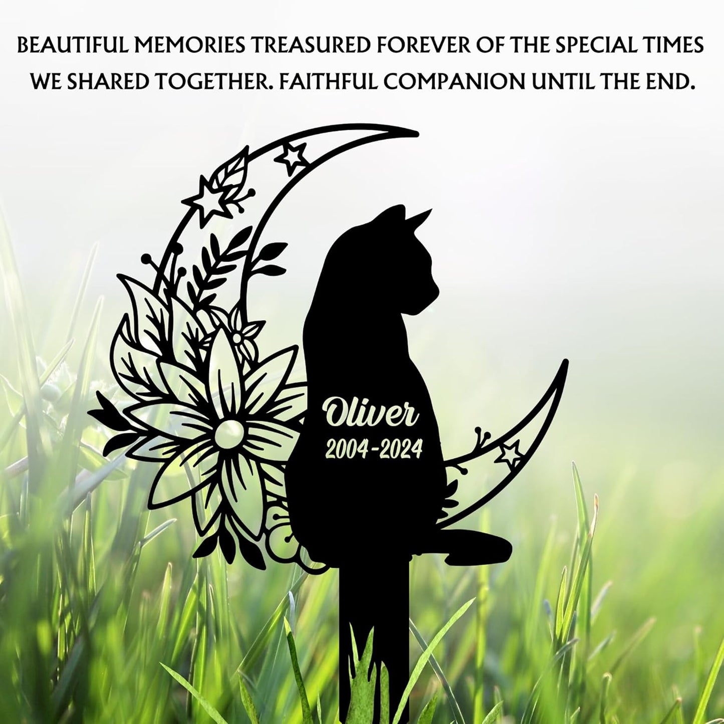 Custom Pet Grave Marker Cat – Personalized Outdoor Cat Headstone, Custom Name & Lifespan Dates Pet Grave Markers, Available in Multiple Styles and Colors