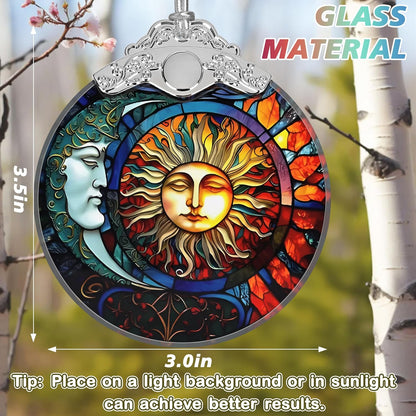 Stained Glass Sun and Moon Ornament - Christmas Ornaments - Christmas Tree Decorations - Holiday Present Ideas - Gift Exchange