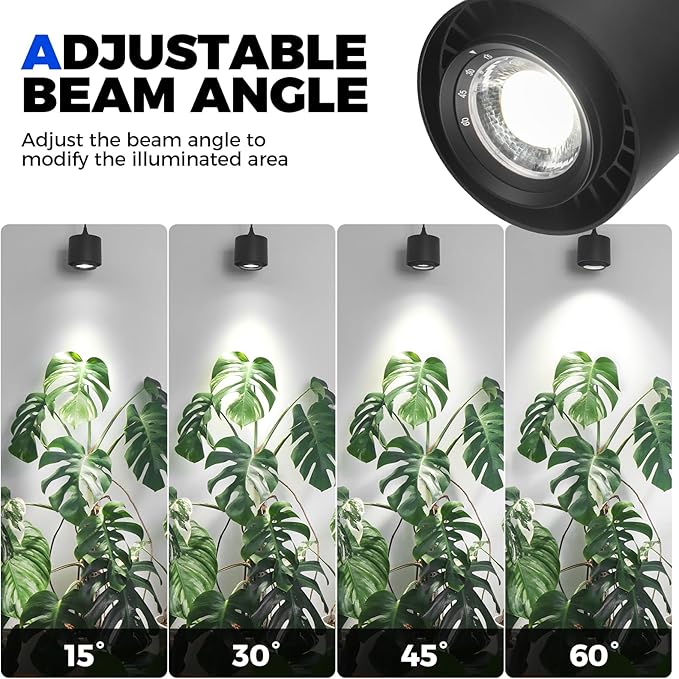 Barrina TR40 Hanging Grow Lights for Indoor Plants, 40W 5000K Full Spectrum, Adjustable Beam Angle, High PPFD, Spotlight Grow Light with Timer for Indoor Growing, Large Tall Plant, Flowers