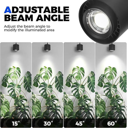 Barrina TR40 Hanging Grow Lights for Indoor Plants, 40W 5000K Full Spectrum, Adjustable Beam Angle, High PPFD, Spotlight Grow Light with Timer for Indoor Growing, Large Tall Plant, Flowers