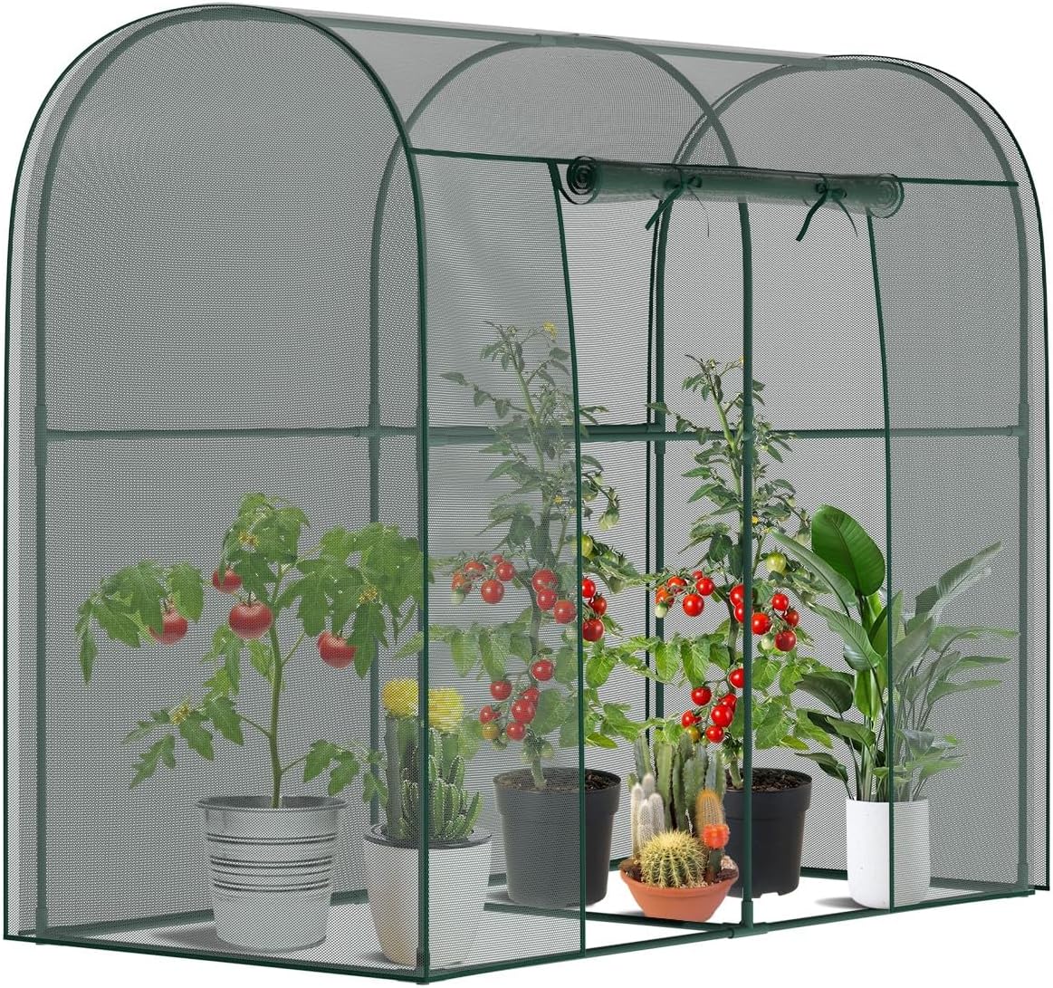 SUNYRISY Garden Plant Netting Crop Cage for Garden Raised Bed, 6.5 x 3.3 x 6 Ft Plant Cover Cage Protectors from Animal for Outdoor Plants with Frame and Zippered Door