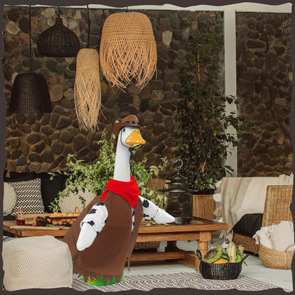 Porch Goose Outfits for 23” High Plastic Goose Cowboy Outfits Clothes for Cement Goose for Indoor Outdoor Garden Yard Lawn Patio Art Decor