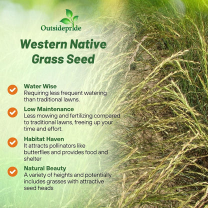 Outsidepride Western Native Grass Seed Mix - 5 lbs. Perennial Blend of Warm & Cool Season, Drought Tolerant Grass Seed for Natural Landscaping w/Wildflower, Soil Health Improvement & Erosion Control