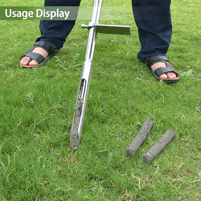 Soil Probe 40 Inch with 2 Bags, Soil Sample Probe with Ejector for Lawn House Plants, T-Handle Soil Sampler Probe Rod with Pedal, Stainless Steel Soil Test Kits Tool for Soil Sampling