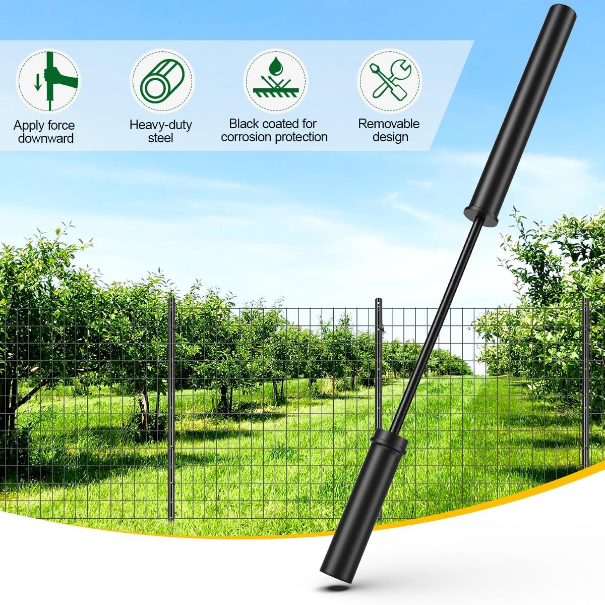 T Post Driver - Fence Post Driver Heavy Duty, Black Post Pounder for 1.2" Metal U Posts, T Posts, Garden Fence