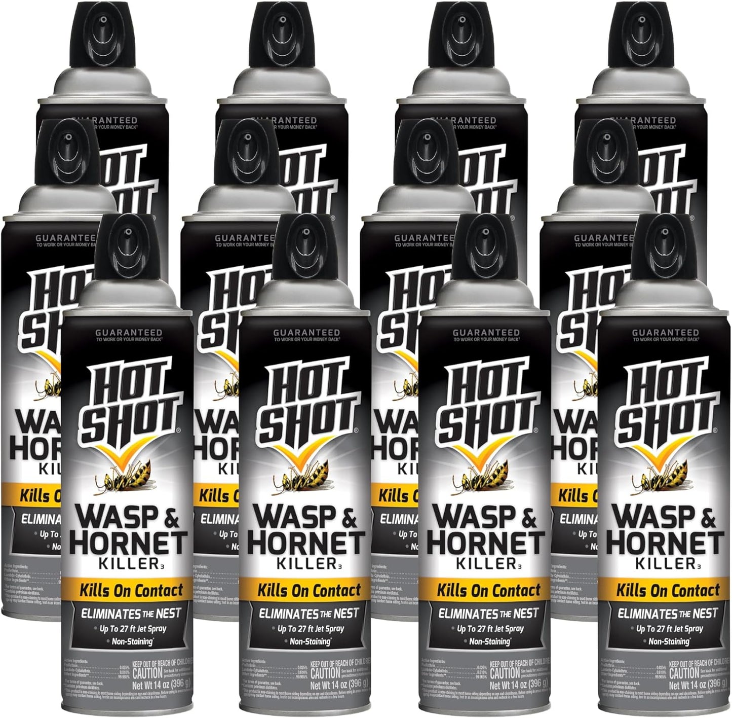 Hot Shot Wasp & Hornet Killer, Aerosol, 14-Ounce, 12-Pack Black