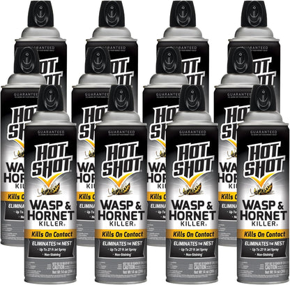 Hot Shot Wasp & Hornet Killer, Aerosol, 14-Ounce, 12-Pack Black