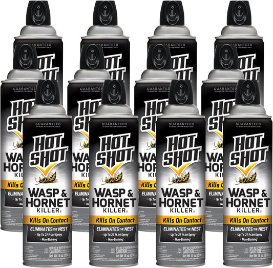 Hot Shot Wasp & Hornet Killer, Aerosol, 14-Ounce, 12-Pack Black