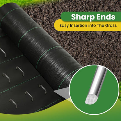Landscape Staples Galvanized 4 Inch 60 Pcs, Metal Garden Stakes 1.6 Inch, Garden Staples for Lawn 11 Gauge