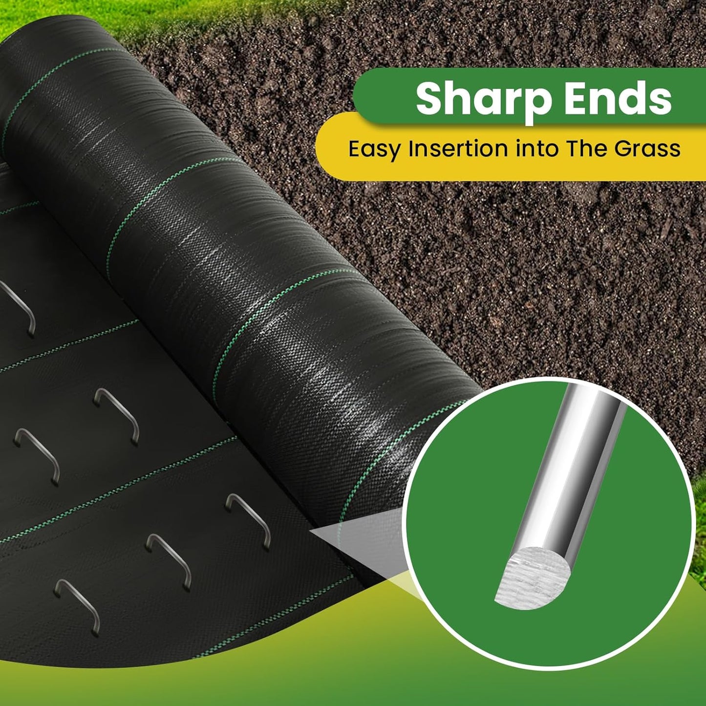 Landscape Staples 12 Inch 60 Pack, Garden Stakes Galvanized Garden Staples 11 Gauge, Plant Cover Stakes for Lawn Weed Barrier