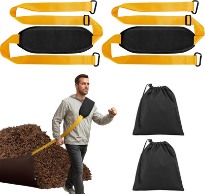 2 Pcs Heavy Duty Leaf Tarp Strap, 10.2 ft Yard Tarp Pulling Tool, Reusable Waste Tarps Shoulder Strap for Efficient Outdoor Leaf Debris Cleaning and Moving