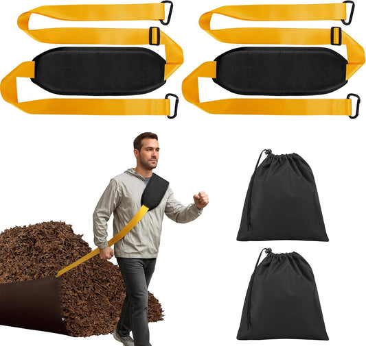 2 Pcs Heavy Duty Leaf Tarp Strap, 10.2 ft Yard Tarp Pulling Tool, Reusable Waste Tarps Shoulder Strap for Efficient Outdoor Leaf Debris Cleaning and Moving