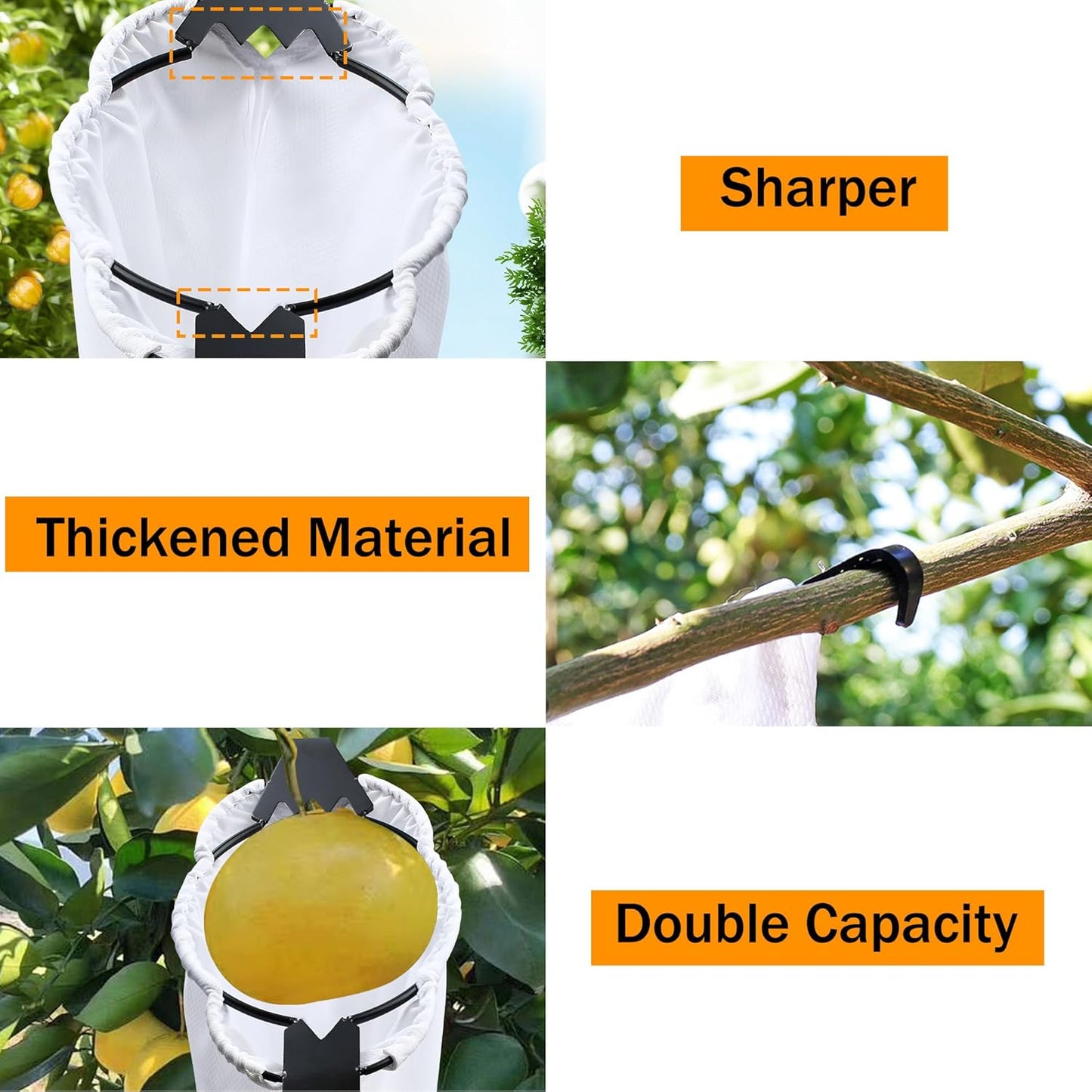 Fruit Picker with Basket 26-167" Adjustable Long Handle Large Elastic Bag Fruit Picking Tools with Serrated Blades Equipment Tree Picker for Apples Mango Pear Orange Avocados