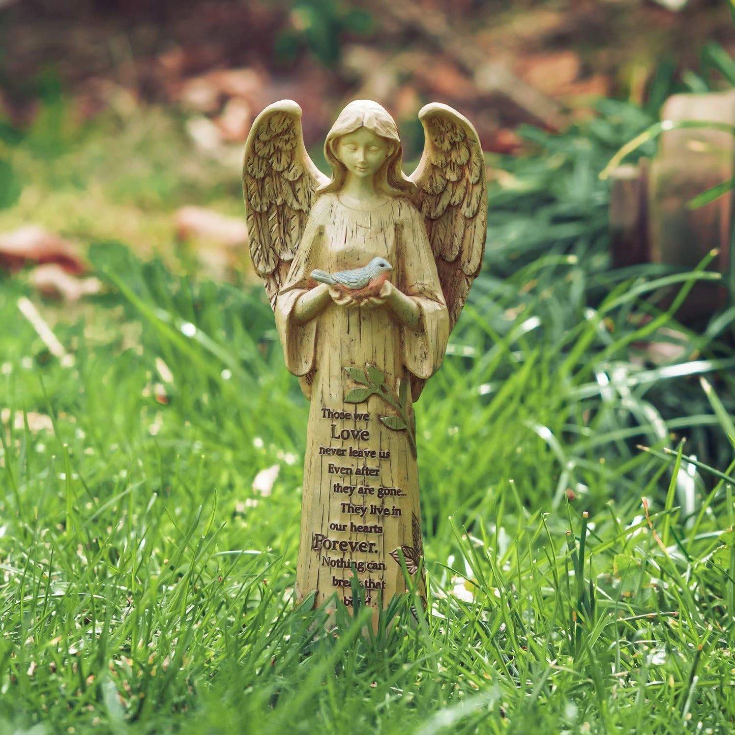 Angel Figurine Garden Angel Statues with Bird Statuary Decoration for Home, Yard & Patio