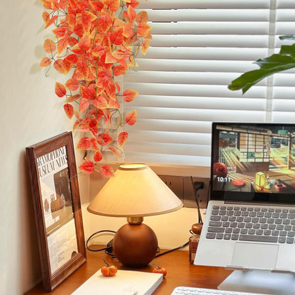 Fake Fall Plants Hanging Faux Orange Vines Artificial Potted Pothos Plant- Fall Decorations Autumn Decor for Thanksgiving Bathroom Wall Kitchen Room Decor Indoor and Outdoor (Black Pot Include)