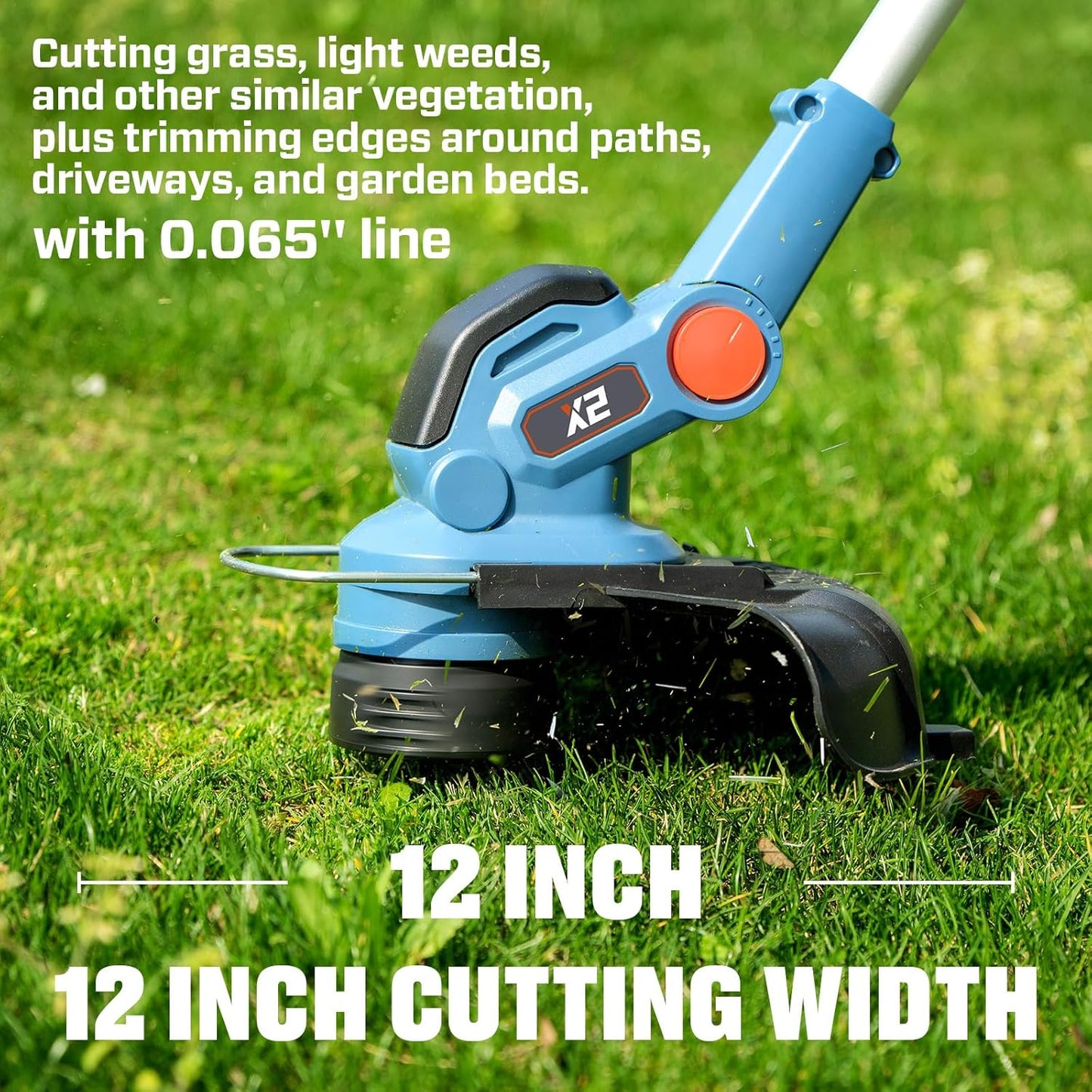 SENIX 20V 12" String Trimmer and Edger, 10'' Plastic Blades Weed Wacker, Telescopic Shaft, w/2.0Ah Battery & 2A Charger