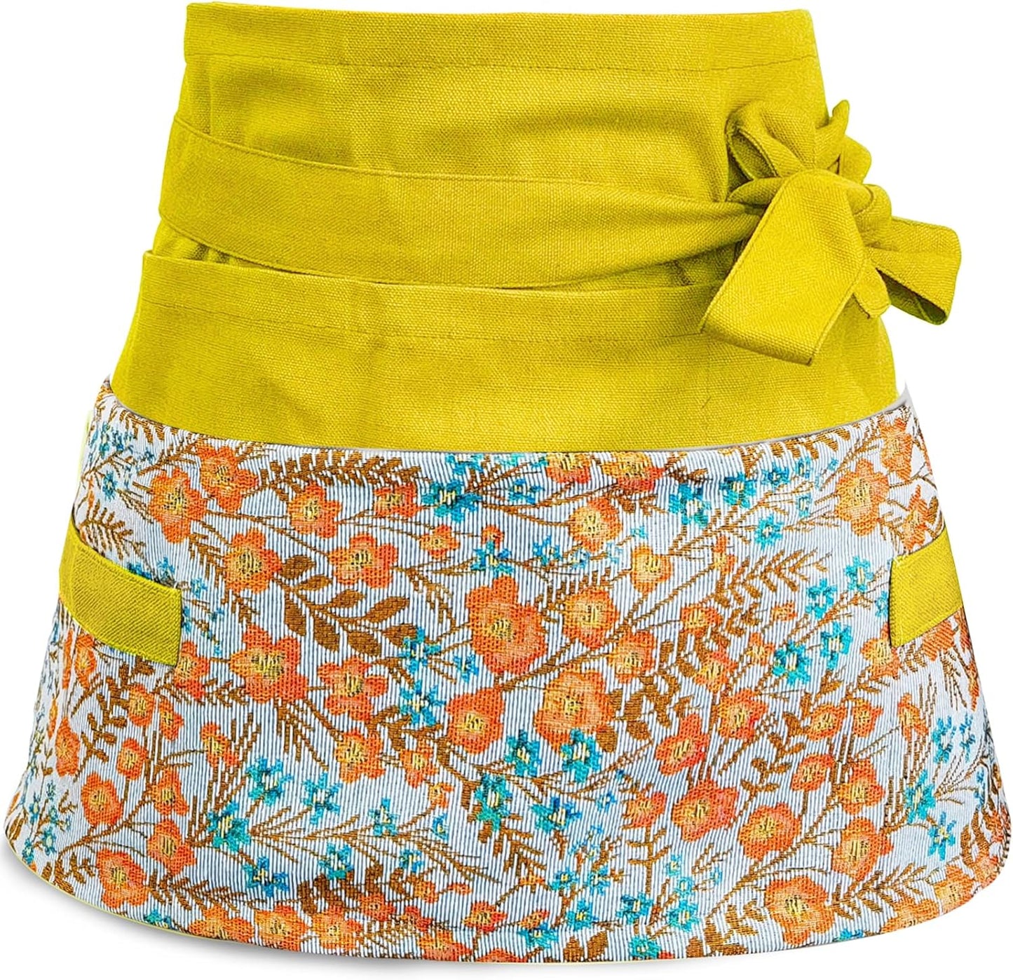 Garden Apron for Woman, Serve Apron Cute, Flora Half Apron with 8 Pockets, Valentines Gift for Mom Wife Girlfriend