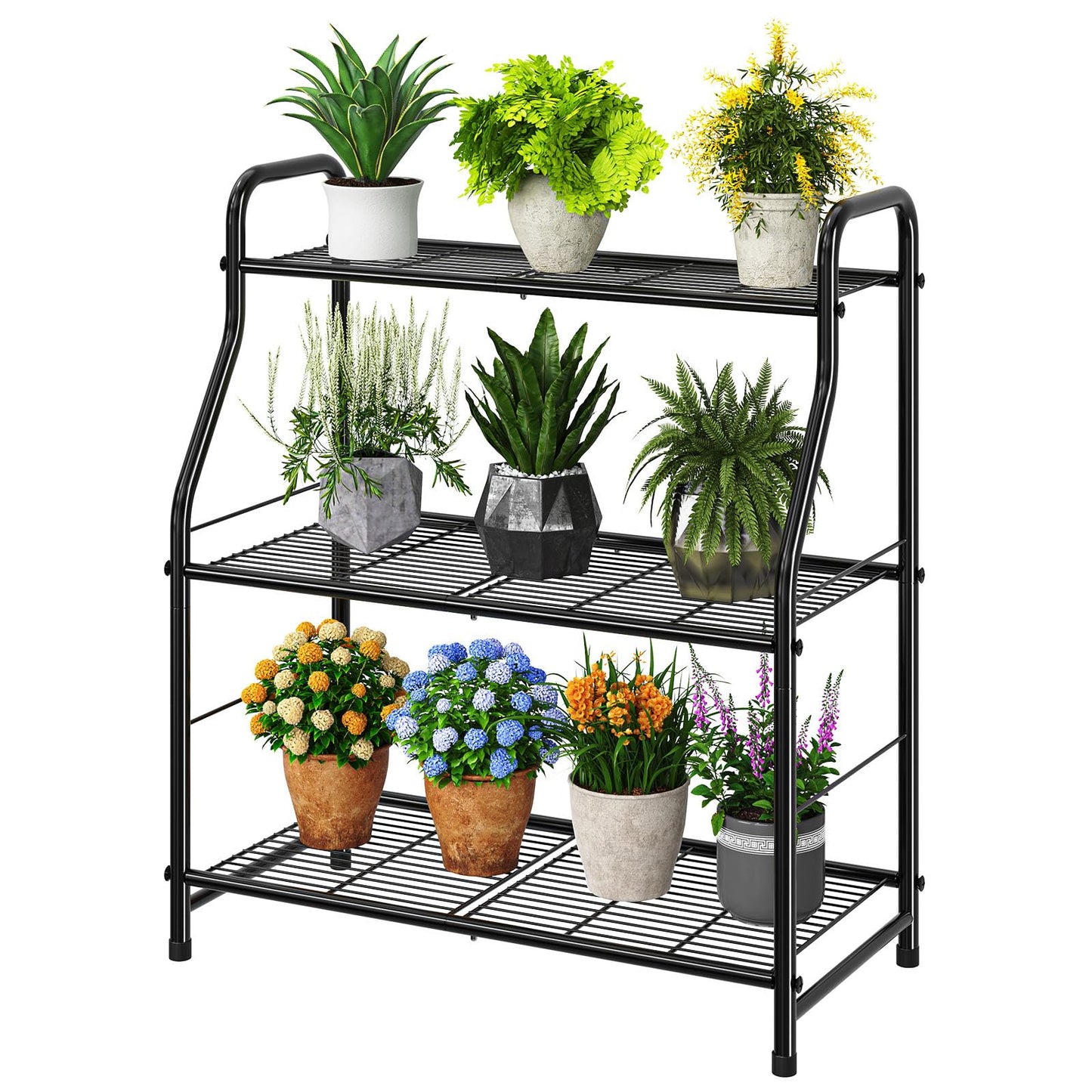 Simple Trending Plant Stand Indoor Outdoor, Plant Shelf for Multiple Pots Metal, 3 Tiers Large