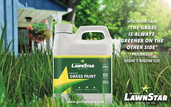 Grass Paint Concentrate (500-1,000 sq ft) - for Dormant, Patchy or Faded Lawn - Lush Green Turf Colorant (32 fl oz)