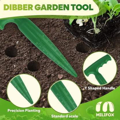 Seed Planter Tool, 6.9" Dibber Garden Tool, Plastic Dibbler Tools for Planting, Seed Dispenser, Bulb Digger Garden Planter for Sowing Seeds, Bulbs, Digging (Dark Green)