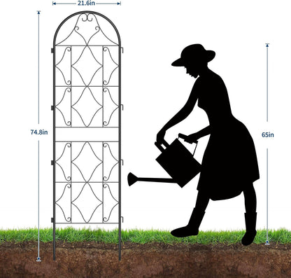 GarveeHome 2 Pack 74.8"H x 21.6"W Garden Trellises for Climbing Plants, Sturdy Plant Trellises with Black Metal Coating, Arched Outdoor Decoration for Patio Lawn, Roses, Vines, Flowers, and Vegetables