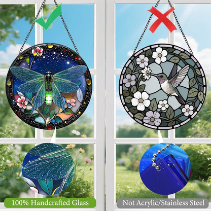 Firefly Suncatchers for Windows Hanging - 8 in Stained Glass Sun Catchers Indoor Window, Suncatcher Stain Glass Window Hanging for Home Decor, Gifts for Holiday or Wall Art