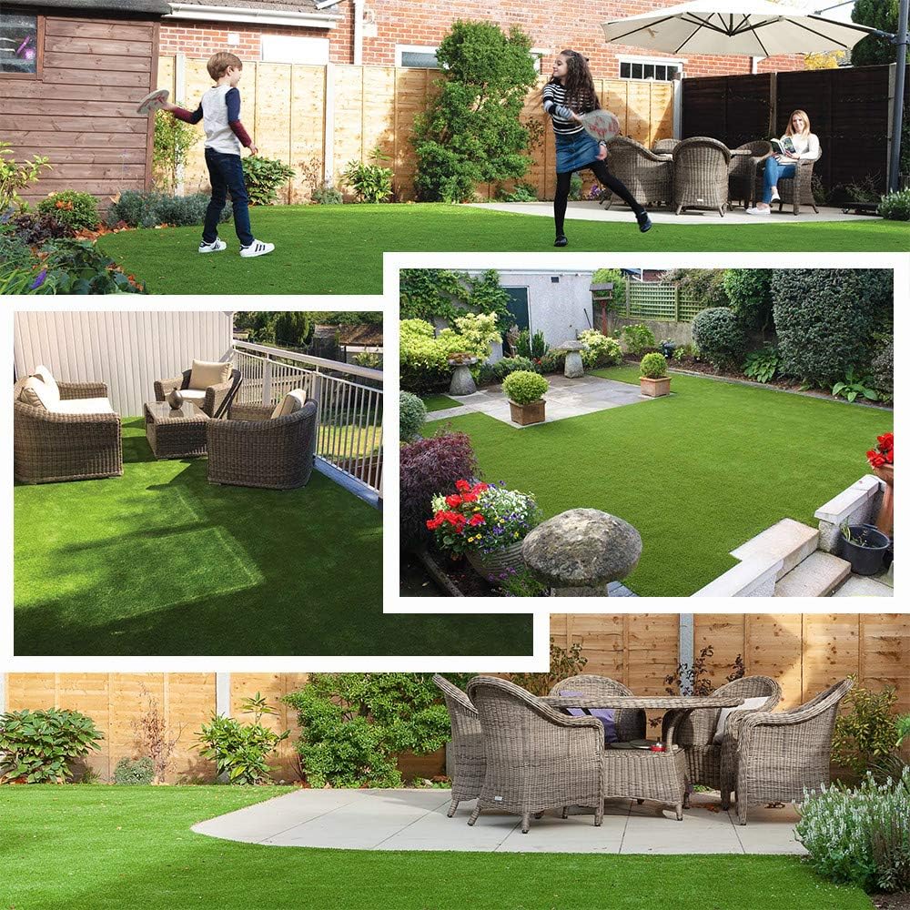 Petgrow Synthetic Artificial Grass Turf Lawn 13 x 21ft, 1.38" Outdoor/Indoor Fake Grass Rug Astroturf for Dogs,Faux Grass Rug with Drainage Holes/Custom Size Provided