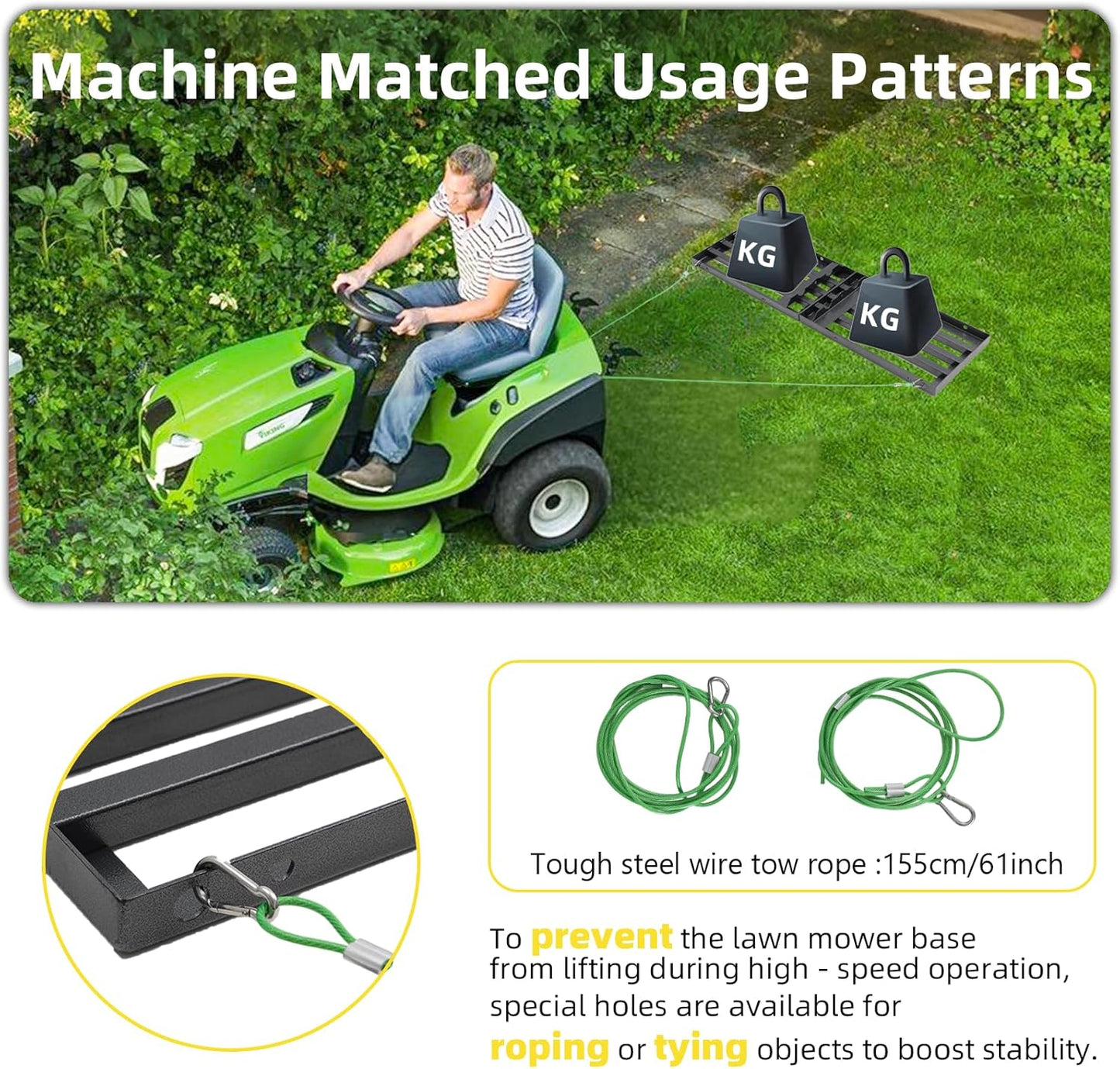 Lawn Leveling Rake Heavy Duty Stainless Steel Landscaping Tool, 34" X 9.4" Yard Leveling Rake with Sturdy Wire Rope Ideal for Backyard, Garden, Golf Course, Farm, Pasture