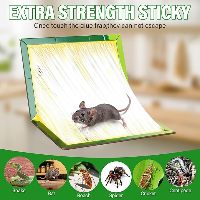 4 Pack Super Sticky Rodent Glue Traps, Large Sticky Rat Traps, Glue Trap Boards for Snakes Rats Mice Spiders Centipedes Roaches, Rats Trap for Indoor, Outdoor, Basement, Yard, Garage, 16.6" X 11.5"