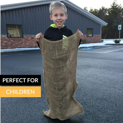 All Natural Reusable Jute Burlap Sacks 24" x 40" | Potato Sack Race Bags for Kids & Adults | Perfect Birthday Party Game | Biodegradable Food Storage | Shrub & Plant Frost Protection (Set of 4 Sacks)