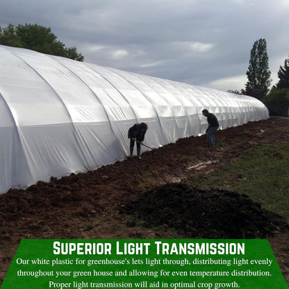 Farm Plastic Supply - String Reinforced 4 Year UV Resistant 10 mil White Greenhouse Plastic Sheeting - 4 Year UV Resistant Polyethylene Greenhouse Film, Hoop House Green House Cover (20' x 50')
