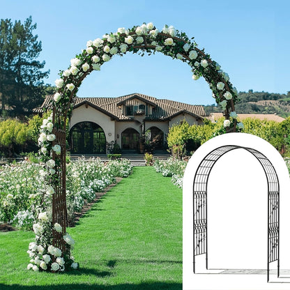 Jardineer Leaf-Patterned Garden Arch Trellis, 70.9W x 104.3H x 20.5D inch, Metal Garden Arbor with Decorative Leaf Design, Rustproof with Extended Thick Ground Stakes (Black)