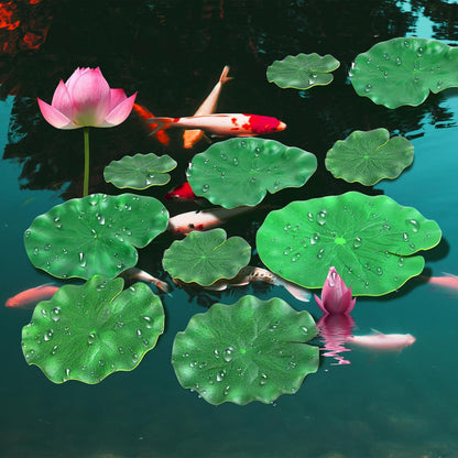 10Pcs Floating Lily Pads for Ponds - 5 Sizes Artificial Lotus Leaves, Realistic EVA Foam Decorative Pads for Pool, Fountain, Garden, Aquarium Decor