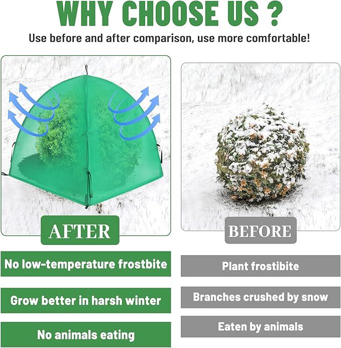 2 Pack Winter Plant Covers Freeze Protection, Shrub Covers Warm Plant Tents for Winter, Frost Protection for Outdoor Plants from Freezing Animals Eating (28" x 28" x 30")