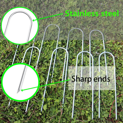 Heavy Duty Trampoline Stakes Anchors High Wind Stakes U- Shaped Sharp Ends Ground Anchor Galvanized Steel 11.8inch for Soccer, Tents and Garden Decorations
