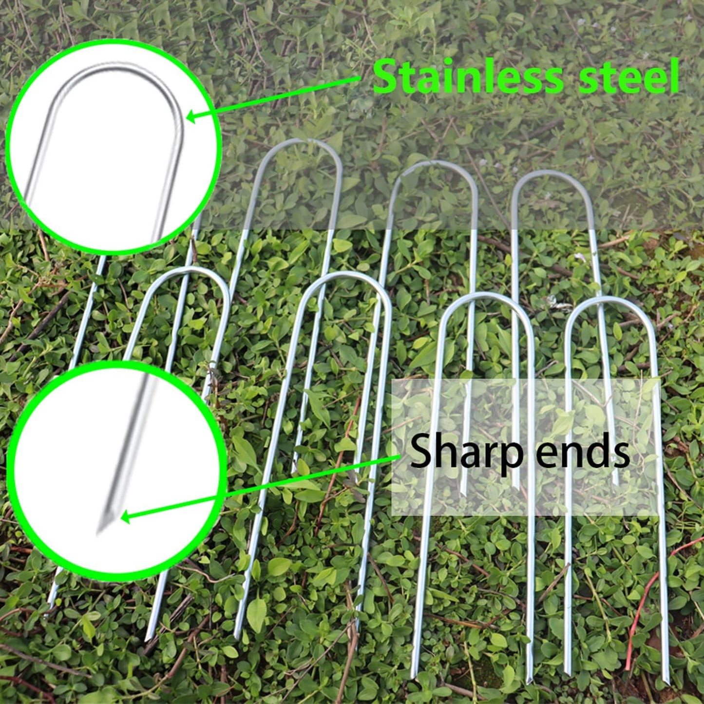 Heavy Duty Trampoline Stakes Anchors High Wind Stakes U- Shaped Sharp Ends Ground Anchor Galvanized Steel 11.8inch Safety Stakes for Soccer, Tents and Garden Decorations
