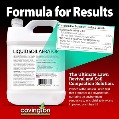 Covington Liquid Lawn Aerator PRO-LINE (32oz) – Soil Conditioner & Softener for Lawns & Gardens – Loosens Clay, Compacted Soil for Better Water & Nutrient Absorption – Liquid Aeration Concentrate