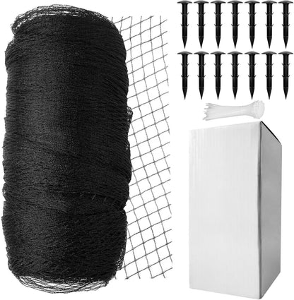 Koi Fish Pond Netting Shield 14ft x 14ft, Black Heavy Duty Pool Leaf net Cover, Protects Garden Pond from Heron, Birds,Cats & Predators Away, Durable & Stakes Included (Black)